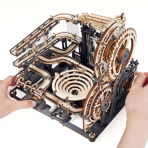 Robotime Rokr 5 Arten Murmelbahn Set DIY Holzmodell Baustein Kits Montage Spielzeug Geschenk für Kinder Erwachsene