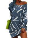 Women Dress Letters Print Hip Hop Long T Shirt Loose Casual Streetwear Long Sleeve O Neck Dress for Party Plus Size вечернее