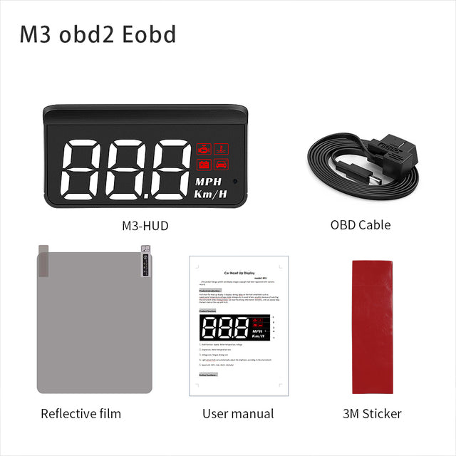 WYING M3 Auto OBD2 GPS Head-Up Display Autoelektronik HUD Projektor Display Digitaler Autotacho Zubehör für alle Autos