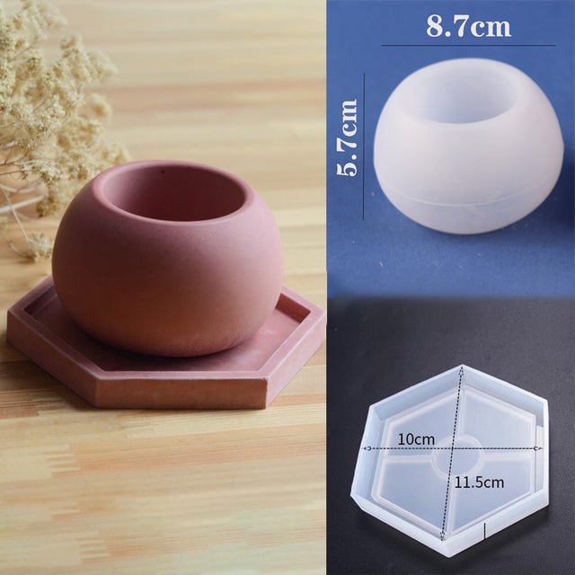 DIY Round Candle Jar Pot Silicone Molds for Making Uv Epoxy Plaster Concrete Storage Box Mould Home Decor Flower Pot Planter
