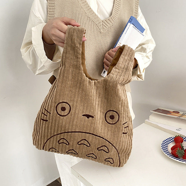 Canvas Tote Bags for Women 2022 Corduroy Large Ladies Cotton Cloth Handbag Cartoon Print Female Shoppers Fashion Fabric Purse