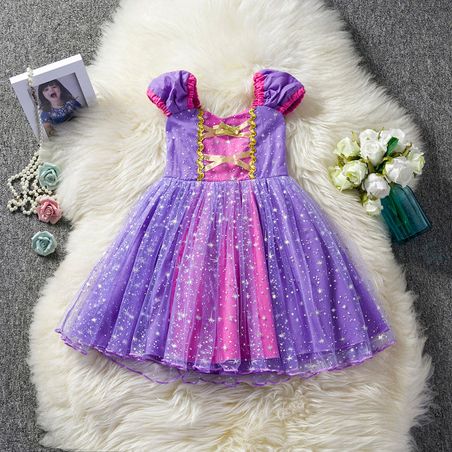 Girls Cosplay Cartoon Costume Kids Summer Short Sleeve Polka Dot Princess Dress Up Children Birthday Party Clothing