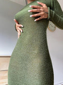 WJFZQM New Knitted Bodycon Dress Fairy Grunge Casual Fashion Streetwear Women Autumn Y2K Solid O-neck Long Sleeve Maxi Dresses