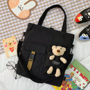 Women Backapck New Cute Bear Cartoon Canvas Bag Female Fashion Cool Girl Student School Class Shoulder Crossbody Messenger Bag