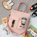 Women Backapck New Cute Bear Cartoon Canvas Bag Female Fashion Cool Girl Student School Class Shoulder Crossbody Messenger Bag