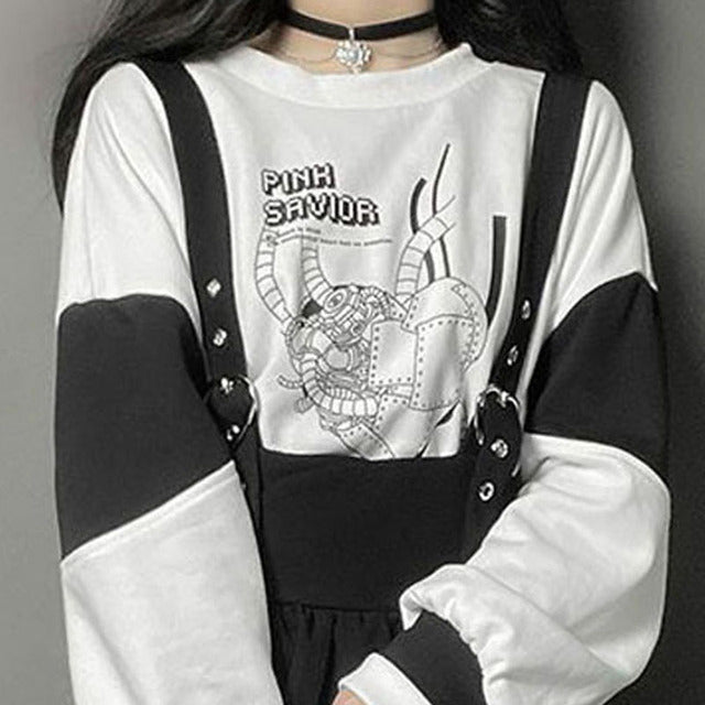 Vintage mujer gótico Punk Lolita vestido Casual cintura alta manga larga sombrero Collar Sexy Gry negro niñas Mini vestidos ropa gótica