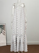 Sleeveless Halter Maxi Summer Dress For Women Fashion Ruffle Beach Long Robe 2022 Elegant Slip Holiday Hollow Out Sundress