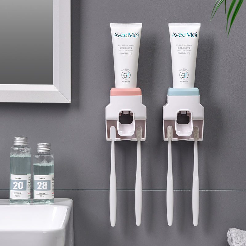 Dispensador de pasta de dientes automático de montaje en pared creativo, accesorios de baño, exprimidor de pasta de dientes perezoso a prueba de agua, soporte para cepillo de dientes