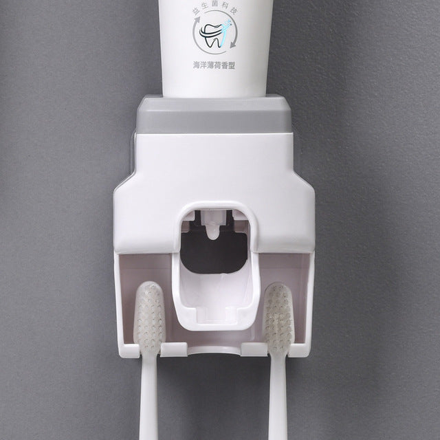 Kreative Wandhalterung Automatischer Zahnpastaspender Badezimmerzubehör Wasserdichter fauler Zahnpastaquetscher Zahnbürstenhalter