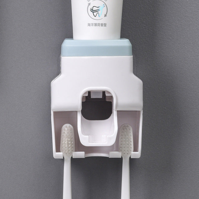 Kreative Wandhalterung Automatischer Zahnpastaspender Badezimmerzubehör Wasserdichter fauler Zahnpastaquetscher Zahnbürstenhalter