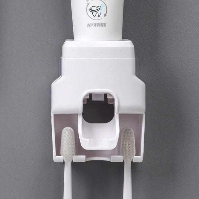 Dispensador de pasta de dientes automático de montaje en pared creativo, accesorios de baño, exprimidor de pasta de dientes perezoso a prueba de agua, soporte para cepillo de dientes