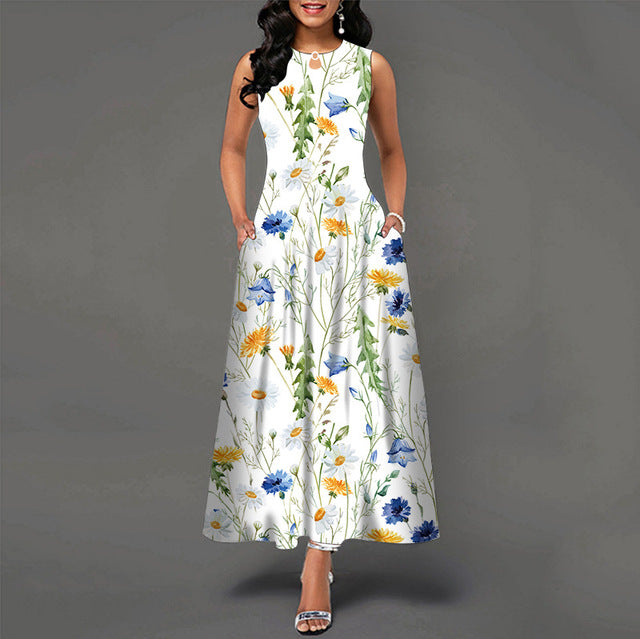 Frauen neue lose Blumen Vintage Loch Rüschen Befree Kleid große große Sommer Camis Party elegante Maxikleider plus Größen