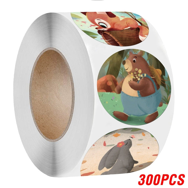 100-500pcs 1inch Cartoon Animal Children Sticker Label Thank You Cute Toy Game Sticker DIY Gift Sealing Label Decoration Supp