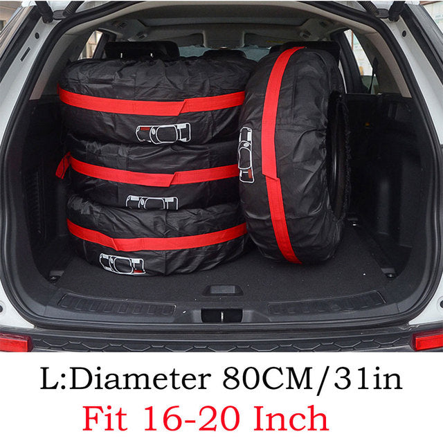1PC、4PCS Car Spare Tire Cover Case Polyester Auto Wheel Tire Storage Bags Vehicle Tyre Accessories Dust-proof Protector Styling