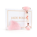Natural Facial Massager Face Roller Gua Sha Scraper Double Heads Jade Stone Roller Skin Care Rose Quartz Massage for Face Body