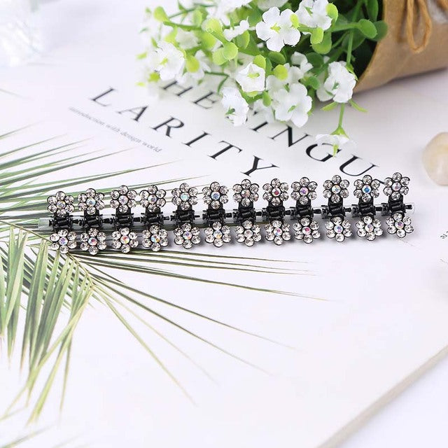 Ncmama 12 unids/set Mini empuñaduras antideslizantes de diamantes de imitación pinzas para el cabello para mujeres niñas dientes brillantes abrazaderas de Metal flor accesorios para el cabello