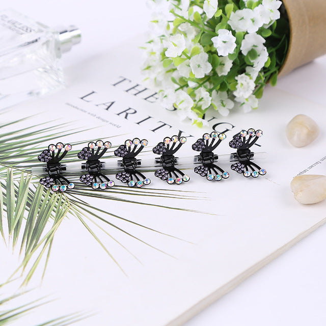 Ncmama 12 unids/set Mini empuñaduras antideslizantes de diamantes de imitación pinzas para el cabello para mujeres niñas dientes brillantes abrazaderas de Metal flor accesorios para el cabello
