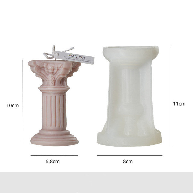 Estilo europeo Retro columna romana vela molde de silicona hecho a mano DIY moldes para hornear yeso jabón molde regalos de navidad Decoración