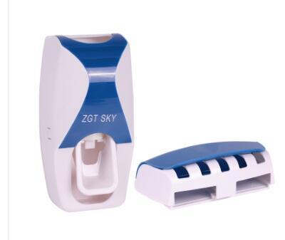 Dispensador automático de pasta de dientes, soporte de pared a prueba de polvo para cepillos de dientes, estante de almacenamiento de montaje en pared, juego de accesorios de baño, exprimidor