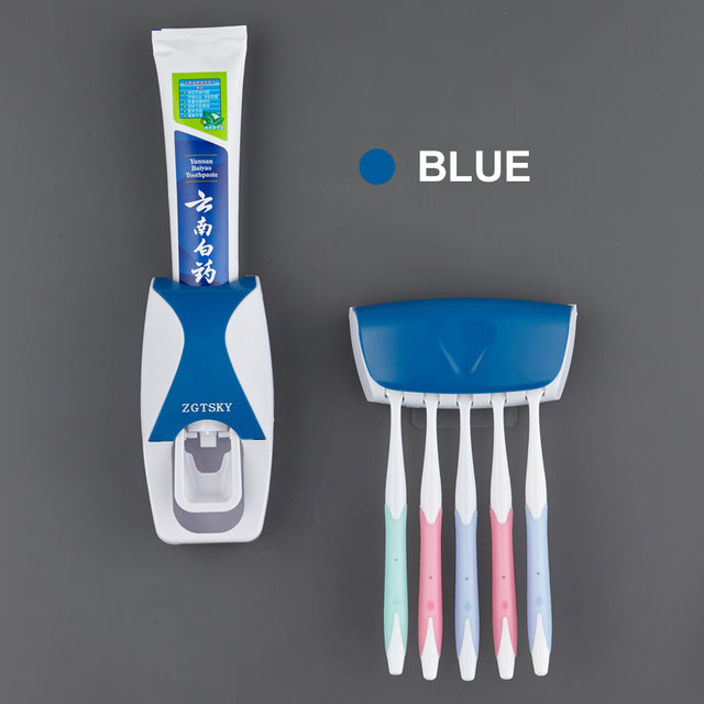 Zahnbürstenhalter, automatischer Zahnpastaspender, staubdicht, klebrige Saugwand, Zahnpastapresse für Badezimmer