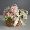 Flower Basket Woven Hand-Held Wicker Flower Pot Decorative Picnic Storage Basket Wicker Basket for Home Table Desk Decor