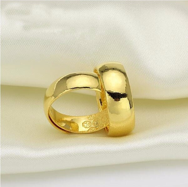 Gran oferta, un par de anillos de boda lisos para hombre de oro amarillo puro 999 sólido de 24 quilates