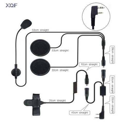 Helm-Headset 2-poliger PTT-Motorradkopfhörer für Walkie Talkie Kenwood Baofeng Puxing Ham Radio Two Way Radio
