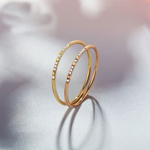 Hot Sale Solid AU750 Gold Channel Setting Ring Wedding Ring Band