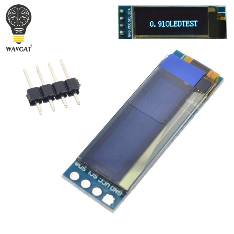 WAVGAT Módulo OLED de 0,91 pulgadas 0,91" Azul Blanco OLED 128X32 OLED LCD Módulo de pantalla LED 0,91" IIC Comunicar