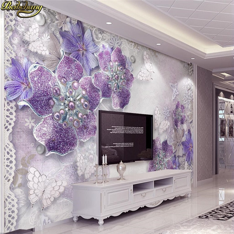 beibehang papel de parede Custom photo wall paper large fresco 3d luxury flowers 3d jewelry TV background wall 3d wallpaper