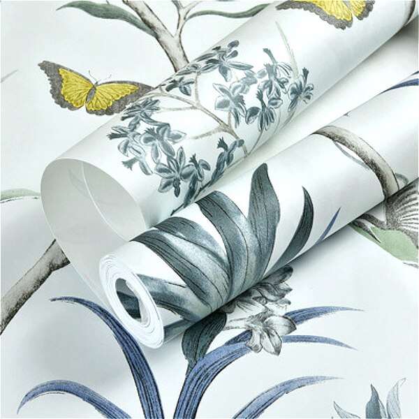 chinoiserie wallpaper Bedroom Wall Covering modern Vintage Pink Floral Wallpaper Blue Tropical Butterfly Birds Flower Wall Paper