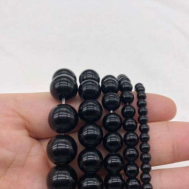 Pick size 4 6 8 10 12 14mm Smooth Round Black Agata Onyx loose stone jewelry Beads Free Shipping