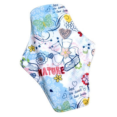 waterproof PUL printed  regular flow reusable Mama pads, super soft day use cloth menstrual pads with organic bamboo inner