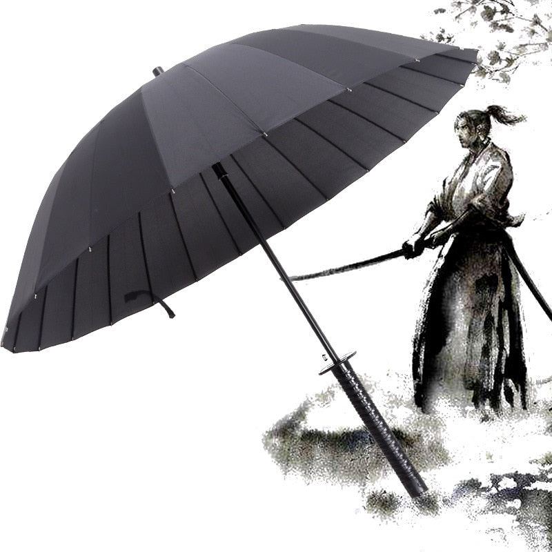 Paraguas samurái japonés, Paraguas largo semiautomático fuerte a prueba de viento, Paraguas grande de negocios para hombre y mujer, Paraguas para hombre