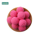 Bopoobo 20mm 10pcs Wooden Crochet Beads Chewable Beads DIY Wooden Teething Knitting Beads Jewelry Crib Sensory Toy Baby Teether